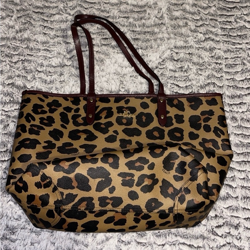 Coach Leopard Print / Reversible Burgundy Purse